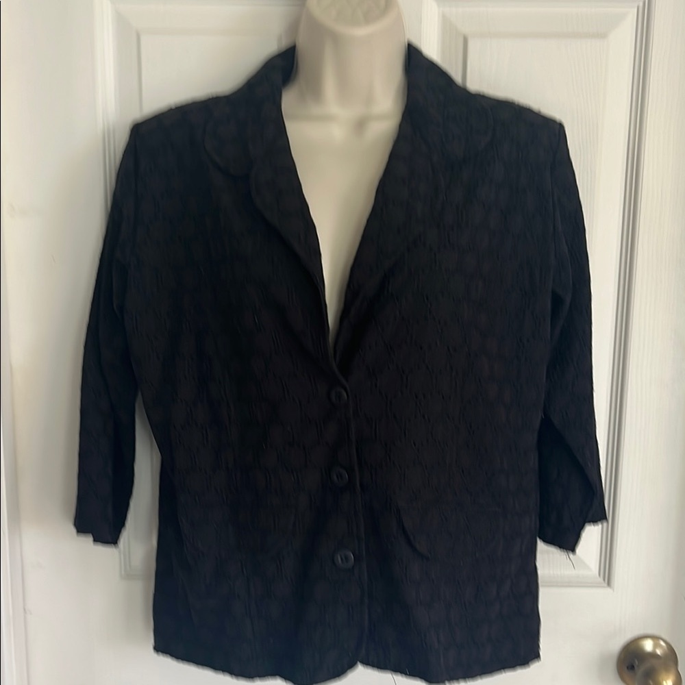 Ava & Grace Black Blazer Notched Lapel Open Front
